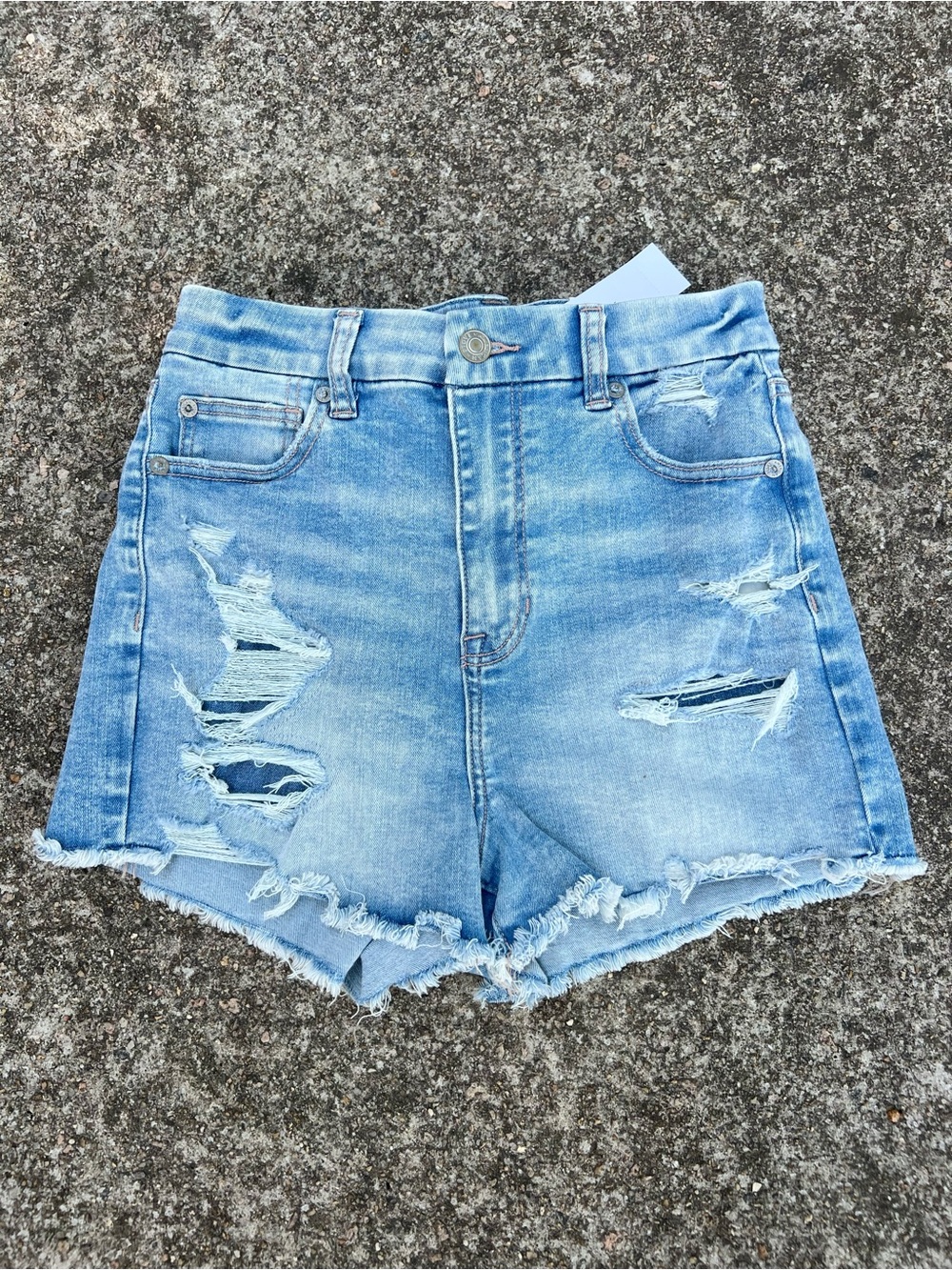 NWT American Eagle Next Level Stretch Curvy Hi Rise Shortie Denim Shorts 27W